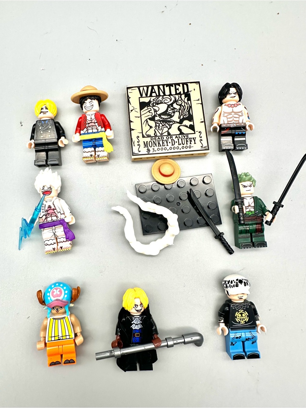 One Piece Minifigure Set Luffy Gear Zoro Sanji Ace Chopper Law 8pc Lot